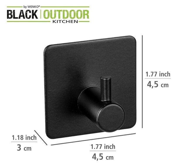 Fekete öntapadós rozsdamentes acél akasztó szett 2 db-os Black Outdoor Kitchen Ureo – Wenko