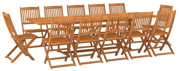 13 részes tömör akácfa kerti étkezőgarnitúra 280x90x75 cm
