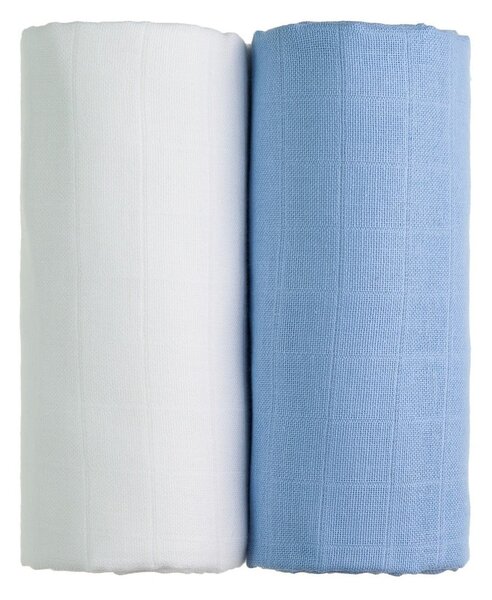 Tetra 2 db fehér és kék pamut törölköző, 90 x 100 cm - T-TOMI
