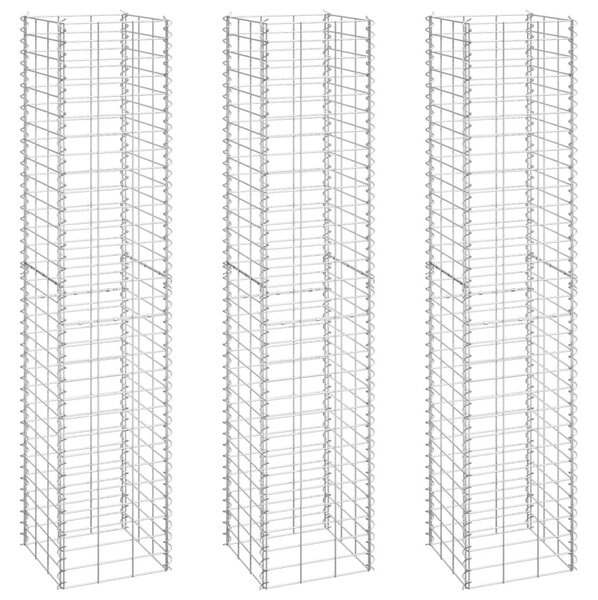 VidaXL 3 db vas gabion magaságyás 30 x 30 x 150 cm