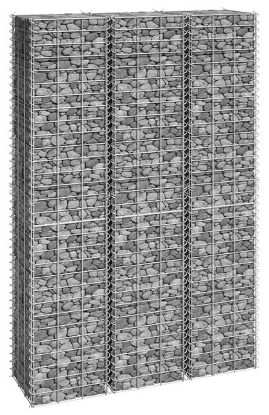 VidaXL 3 db vas gabion magaságyás 30 x 30 x 150 cm