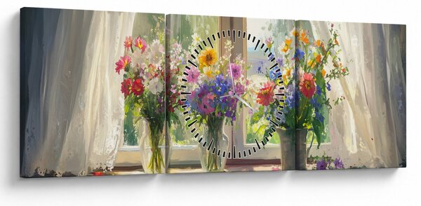 Kép - Csokor az ablaknál (órával) (90x30 cm)