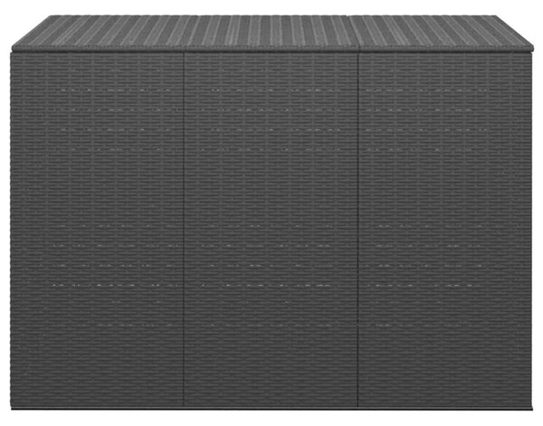 Fekete polyrattan kerti párnatartó doboz 145 x 100 x 103 cm