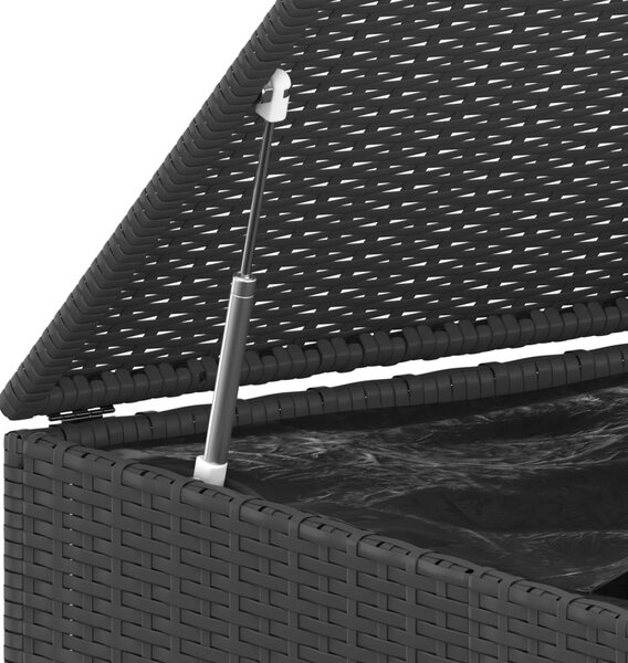 Fekete polyrattan kerti párnatartó doboz 145 x 100 x 103 cm