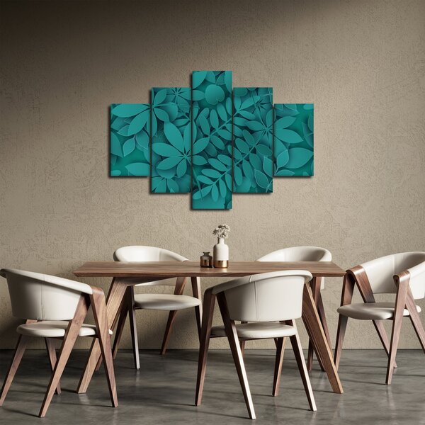 Kép - Türkiz levelek (150x105 cm)