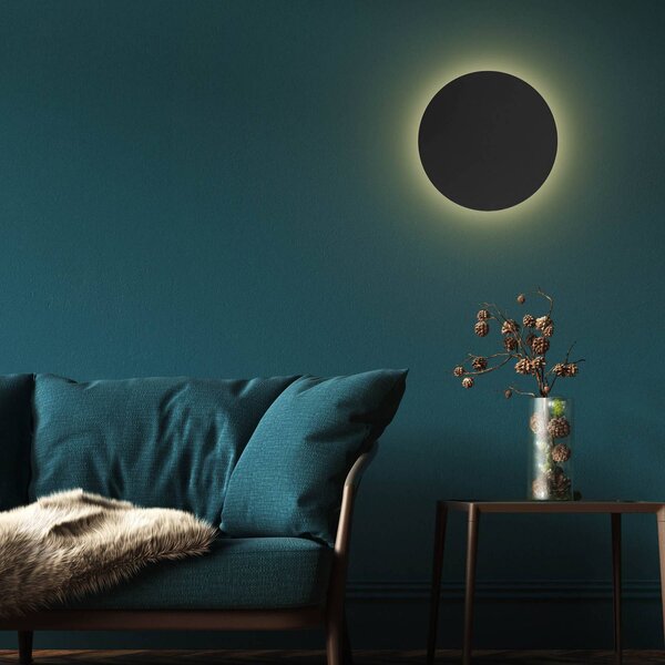 TK Lighting Lunia New fali világítás, fekete, Ø 40 cm, dimmelhető, Fekete, Nappali / Étkező, fém