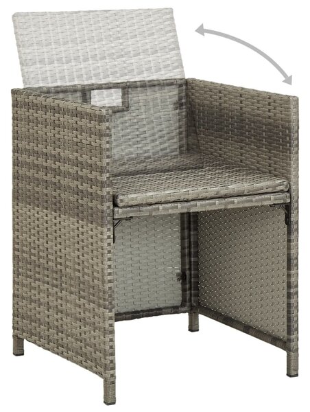 VidaXL 2 db szürke polyrattan kerti szék párnával