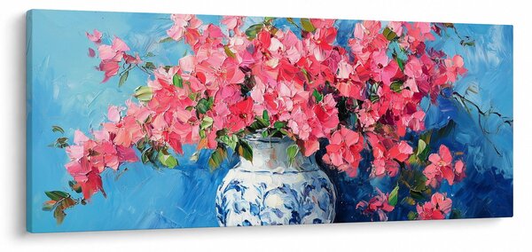 Kép - Váza rózsaszín virágokkal (120x50 cm)