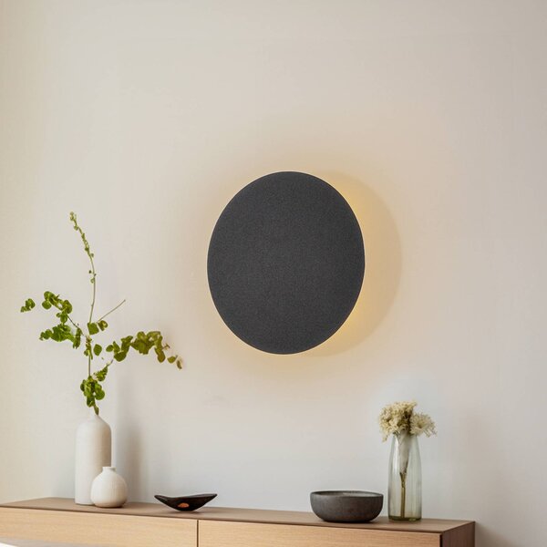TK Lighting Lunia New fali világítás, fekete, Ø 30 cm, dimmelhető, Fekete, Nappali / Étkező, fém