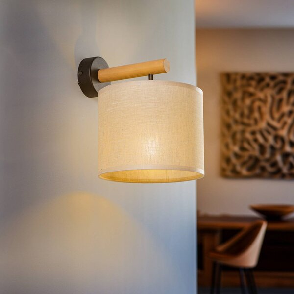 TK Lighting Deva Nature fali világítás, textil, fa, dimmelhető, Világos fa, Nappali / Étkező, Fa, Skandináv
