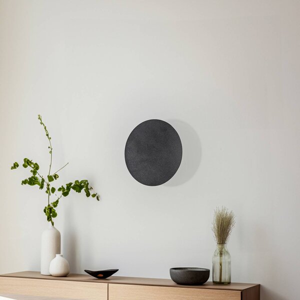 TK Lighting Lunia New fali világítás, fekete, Ø 20 cm, dimmelhető, Fekete, Nappali / Étkező, fém