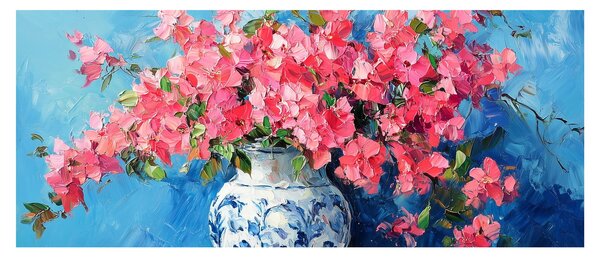 Kép - Váza rózsaszín virágokkal (120x50 cm)