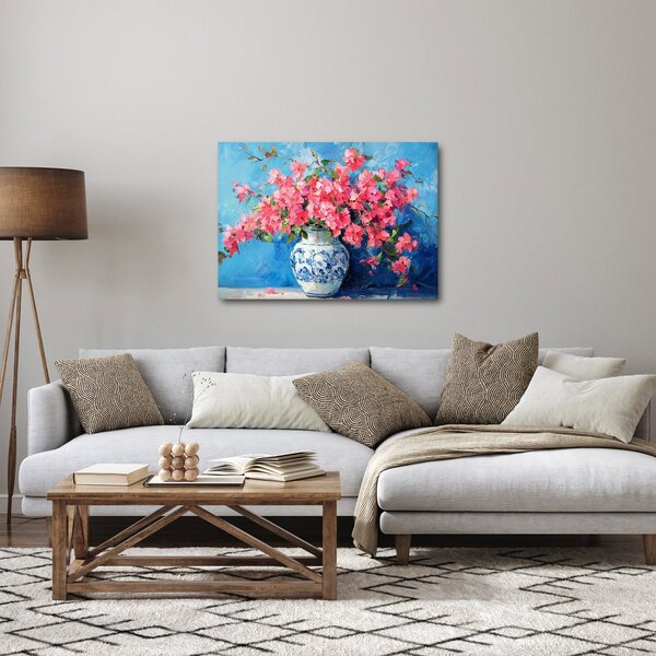 Kép - Váza rózsaszín virágokkal (70x50 cm)
