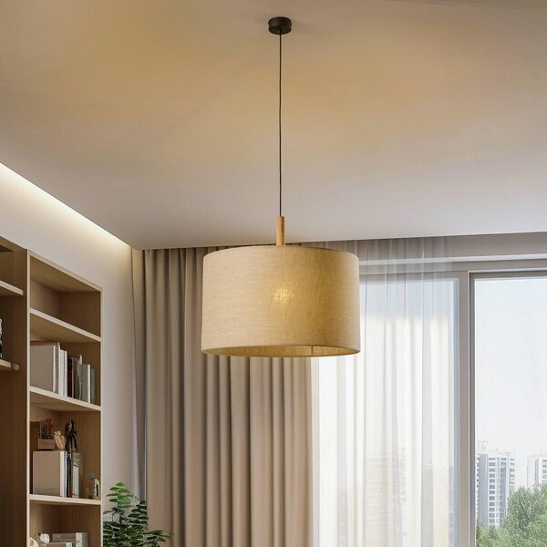 TK Lighting Deva Nature lógó világítás, 1 izzós, textil árnyék, dimmelhető, Nappali / Étkező, Textil / szövet / selyem, Skandináv