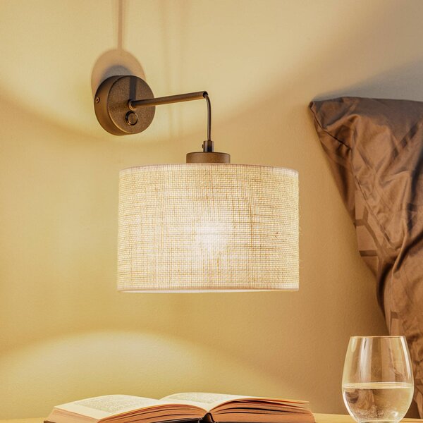 TK Lighting Juta fali világítás, 1 izzós, dimmelhető, Nappali / Étkező, Textil / szövet / selyem
