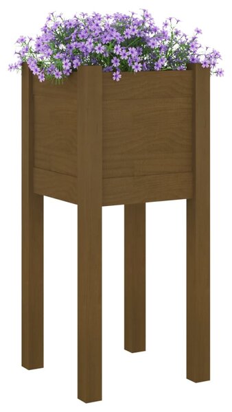 2 db mézbarna tömör fenyőfa kerti virágtartó 31 x 31 x 70 cm