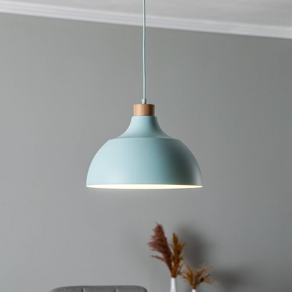 Envostar Kaitt lógó világítás, menta zöld, Ø 34 cm, fa részletek, dimmelhető, Zöld, Nappali / Étkező, fém, Skandináv