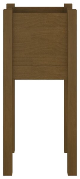 Mézbarna tömör fenyőfa kerti virágtartó 31 x 31 x 70 cm