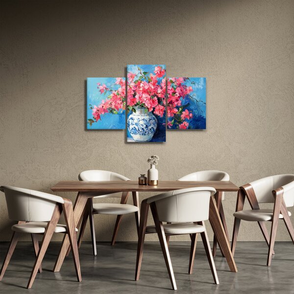 Kép - Váza rózsaszín virágokkal (90x60 cm)