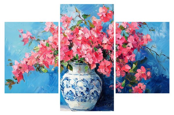 Kép - Váza rózsaszín virágokkal (90x60 cm)