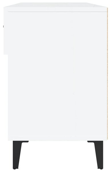 Magasfényű fehér szerelt fa cipőszekrény 102x35x55 cm