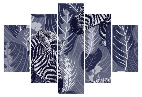 Kép - Kék zebrák (150x105 cm)