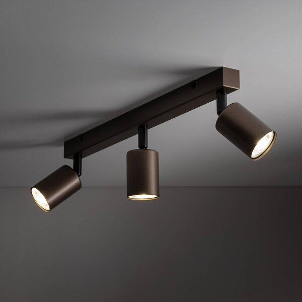 TK Lighting Mennyezeti spot Felső, állítható, barna, három izzós lineáris, dimmelhető, Barna / rozsda, Nappali / Étkező, fém, Modern