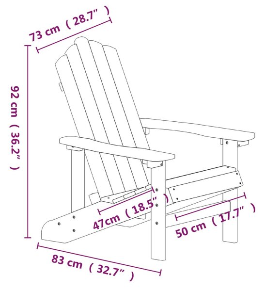Vízkék HDPE kerti adirondack szék