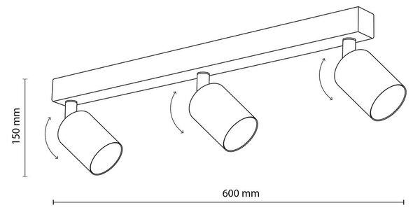 TK Lighting Mennyezeti spot Felső, állítható, barna, három izzós lineáris, dimmelhető, Barna / rozsda, Nappali / Étkező, fém, Modern