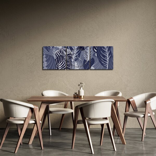 Kép - Kék zebrák (órával) (90x30 cm)