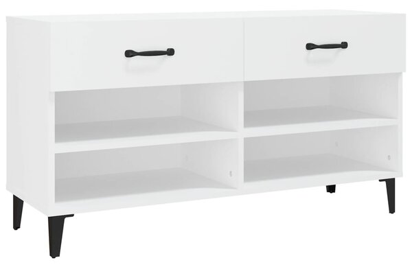 Fehér szerelt fa cipősszekrény 102x35x55 cm