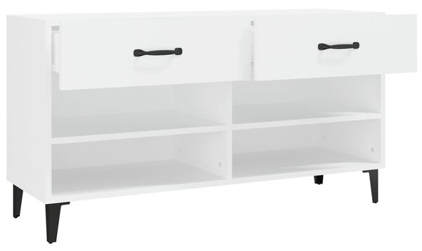 Fehér szerelt fa cipősszekrény 102x35x55 cm