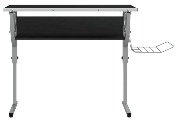 Fekete-szürke szerelt fa és acél íróasztal 110x53x(58-87) cm