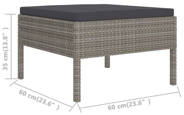 10 részes szürke polyrattan kerti bútorszett párnákkal