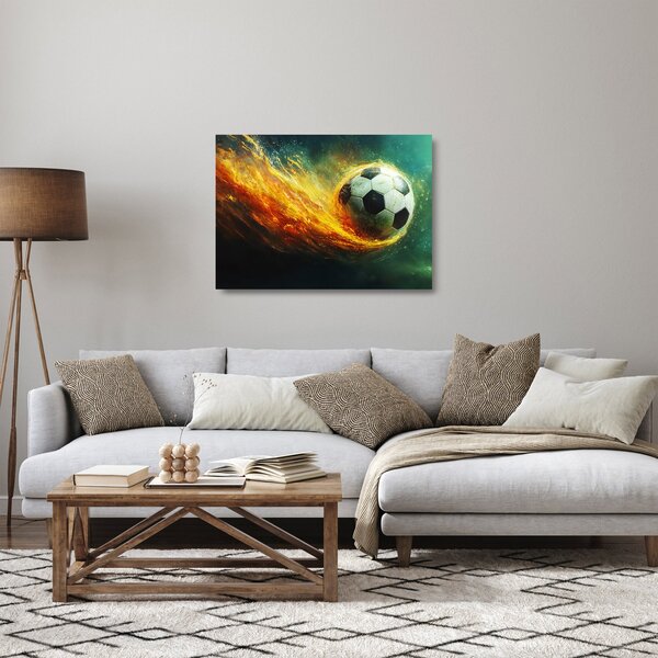 Üveg kép - Focilabda repülés közben (70x50 cm)