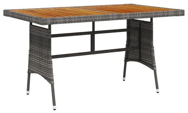 Szürke polyrattan és tömör akácfa kerti asztal 130 x 70 x 72 cm