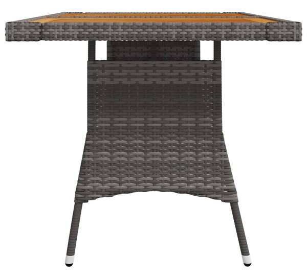 Szürke polyrattan és tömör akácfa kerti asztal 130 x 70 x 72 cm