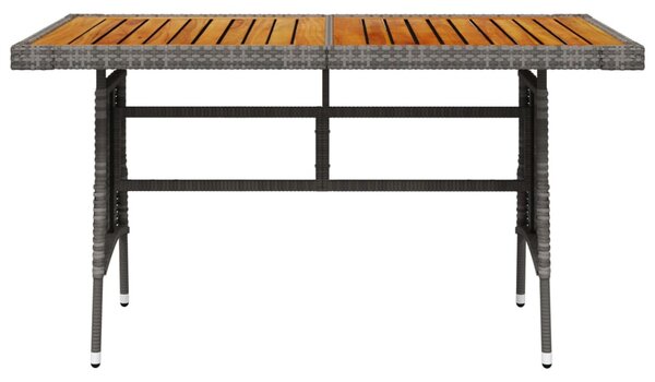Szürke polyrattan és tömör akácfa kerti asztal 130 x 70 x 72 cm