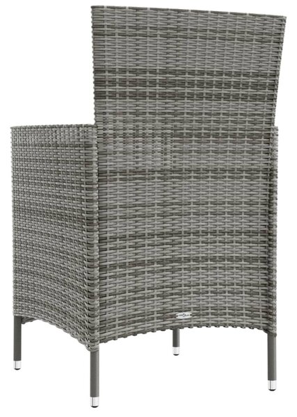 2 db szürke polyrattan kerti szék párnával