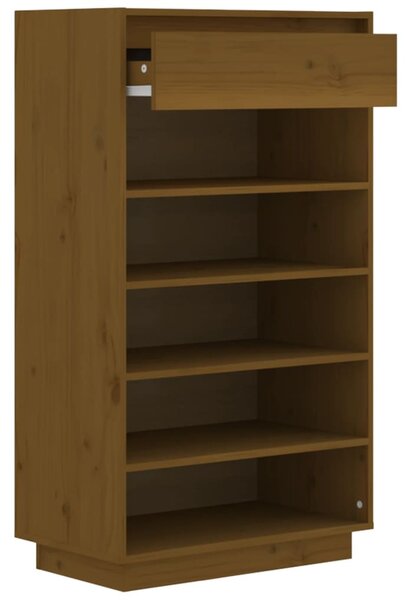 Mézbarna tömör fenyőfa cipősszekrény 60 x 34 x 105 cm