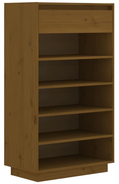 Mézbarna tömör fenyőfa cipősszekrény 60 x 34 x 105 cm
