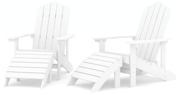 2 db fehér HDPE kerti adirondack szék lábtartóval