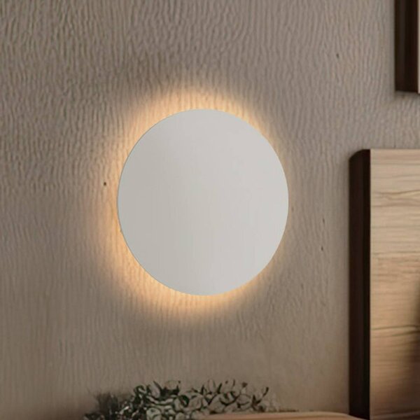 TK Lighting Luna fali lámpa, bézs, indirekt fény, Ø 30 cm, acél, dimmelhető, Krém / borostyánsárga, Nappali / Étkező, fém