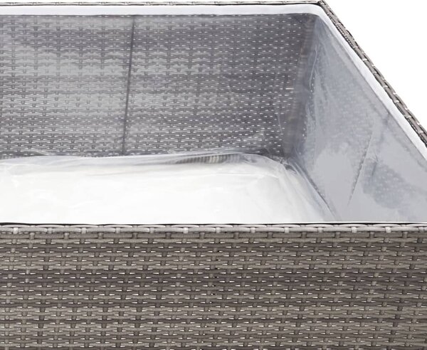 Szürke polyrattan kerti ültetőláda 80 x 80 x 40 cm