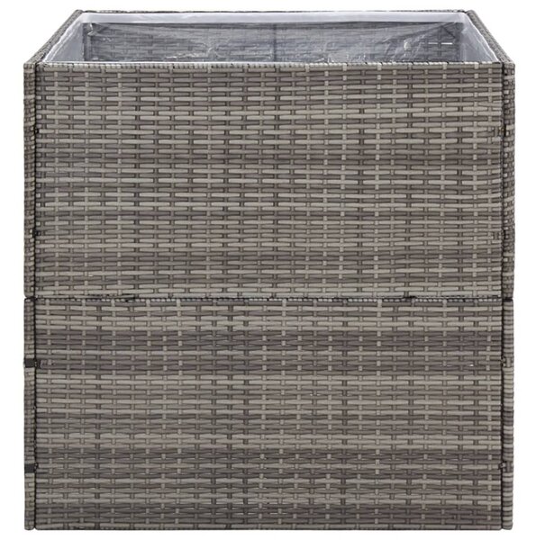 Szürke polyrattan kerti ültetőláda 80x80x80 cm