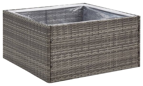 Szürke polyrattan kerti ültetőláda 80 x 80 x 40 cm