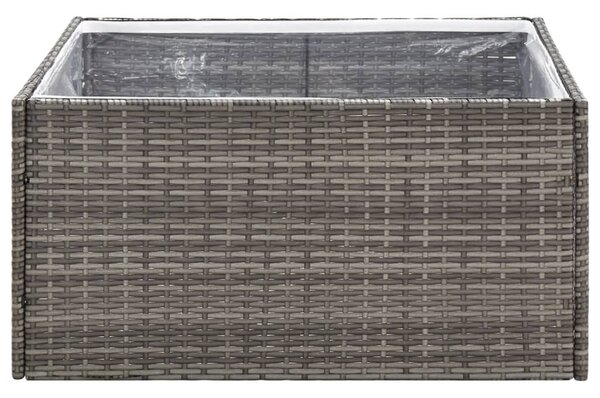 Szürke polyrattan kerti ültetőláda 80 x 80 x 40 cm