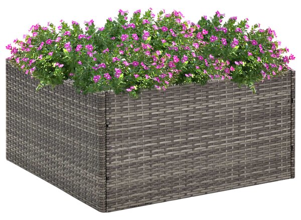 Szürke polyrattan kerti ültetőláda 80 x 80 x 40 cm