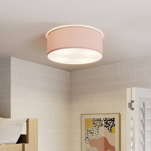 TK Lighting Rondo Kids mennyezeti világítás, Ø 38 cm, rózsaszín, dimmelhető, Lila / pink / rózsaszín, Gyermekszoba, Textil / szövet / selyem, Modern