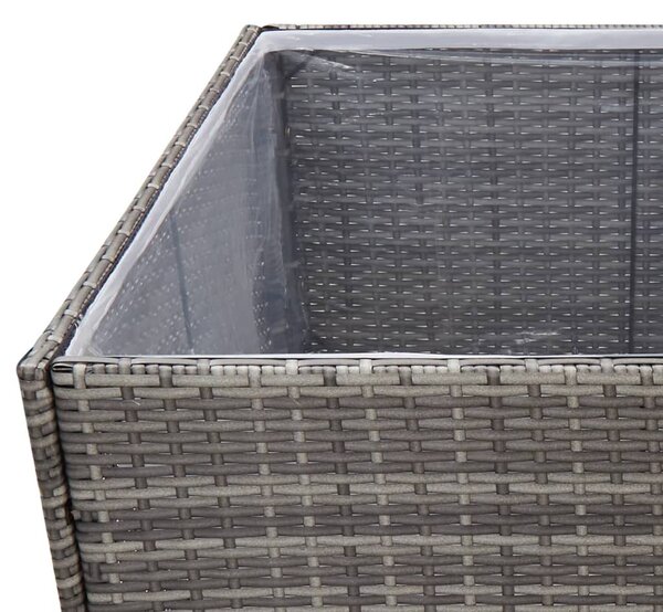 Szürke polyrattan kerti ültetőláda 80x80x80 cm